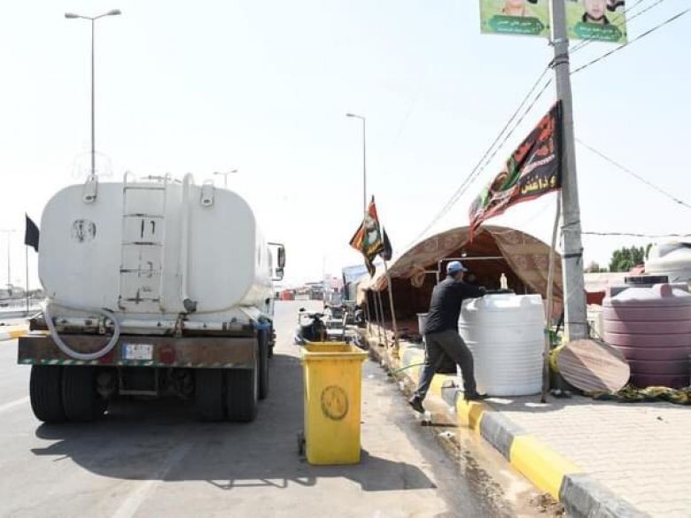 مديرية ماء كربلاء تواصل تقديم خدماتها لزوار أربعينية الامام الحسين