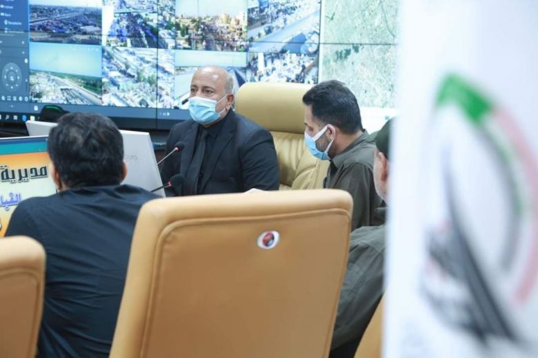 الخطابي يزور مقر عمليات الحشد في كربلاء ويشيد بالدور الفعال لتأمين زيارة الاربعين