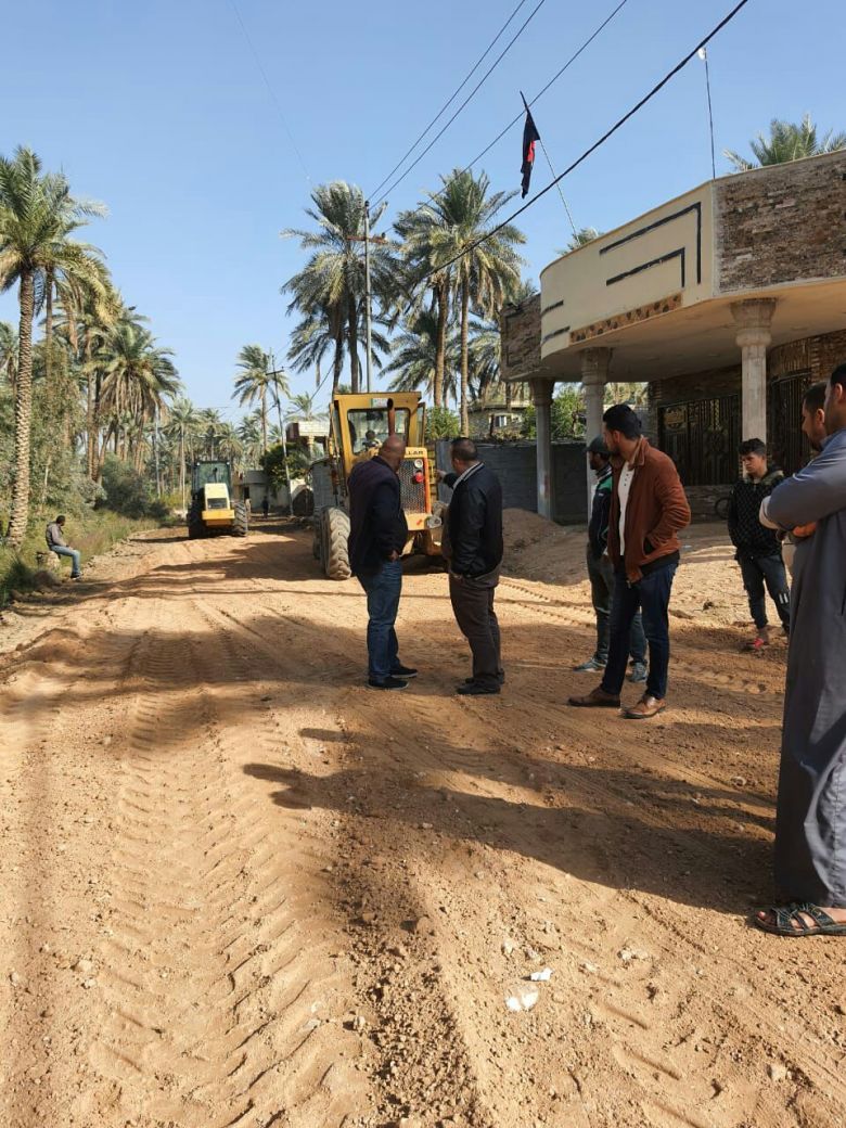 طرق وجسور كربلاء المقدسة تشرف على  مشروع أنشاء طريق خير الدين في ناحية الحسينية