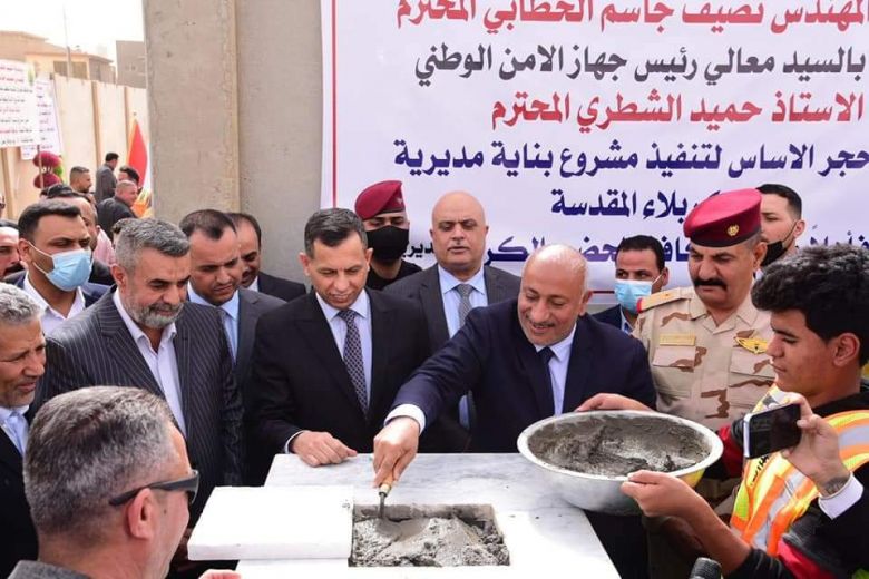 الخطابي والشطري يضعان حجر الإساس لبناية مديرية آمن كربلاء المقدسة